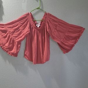 Women's Red Bell Sleeve Top